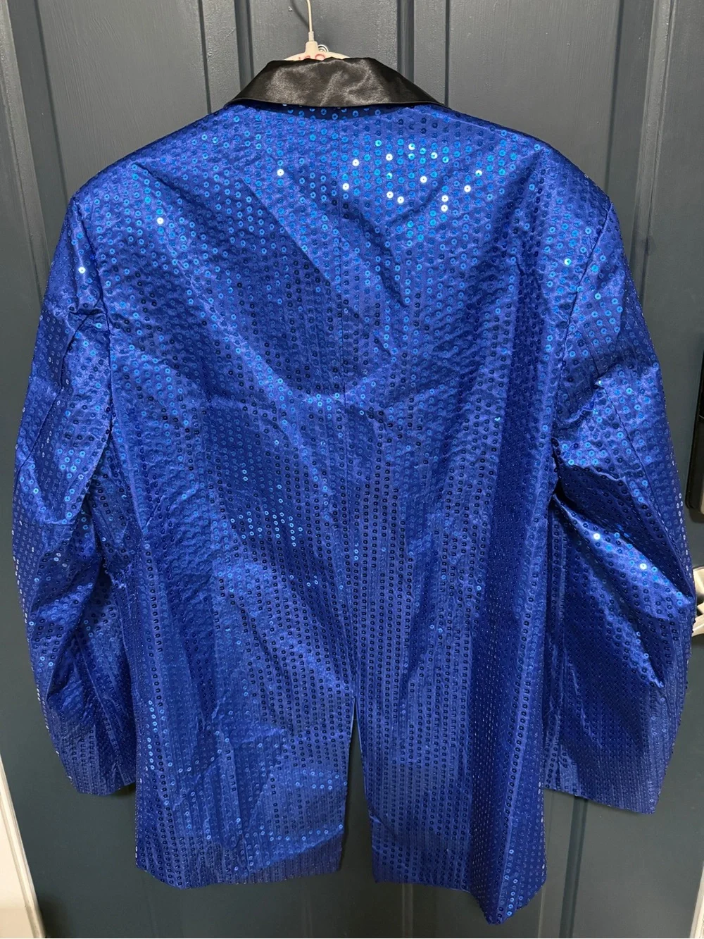 Blue Sequin Blazer with Black Trim - Men's Formal Jacket